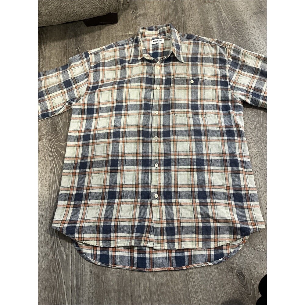 Vintage 90s J-Riggings Plaid Rugby Shirt Blue Large 100% Cotton Mens